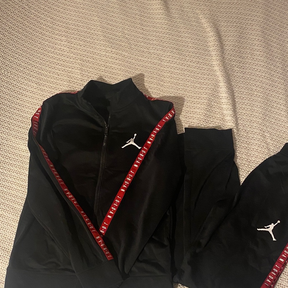 Jordan Black and Red Tracksuit set